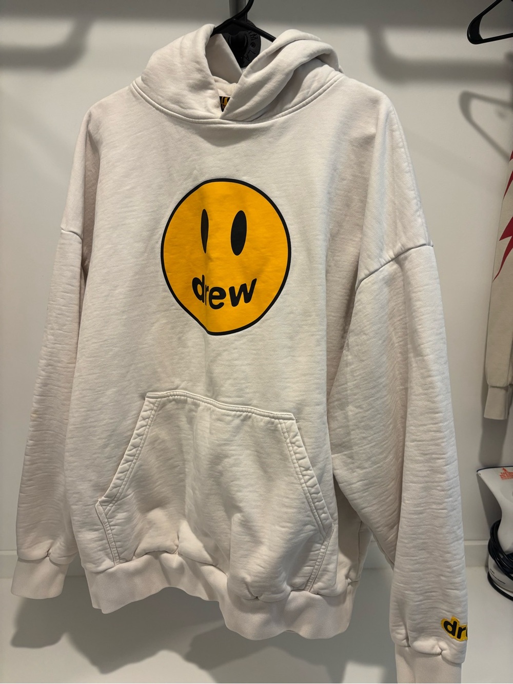 drew house White Crewneck Sweatshirt with Yellow Smiley Logo